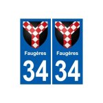34 faugres blason autocollant plaque stickers ville - couleur : droits - angles : droits