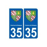 35 chartres - de - bretagne blason autocollant plaque stickers ville - couleur : arrondis - angles : ...
