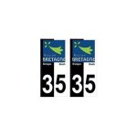 35 ille - et - vilaine bicolore logo breizh bretagne autocollant plaque - couleur : droits - angles : ...