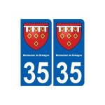 35 montauban - de - bretagne blason autocollant plaque stickers ville - couleur : arrondis - angles : ...