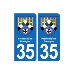 35 parthenay - de - bretagne blason autocollant plaque stickers ville - couleur : arrondis - angles : ...