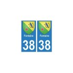 38 fontaine blason autocollant plaque ville - couleur : droits - angles : droits