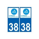 38 is�re autocollant plaque immatriculation auto d�partement sticker auvergne - rh�ne - alpes logo 3 ...