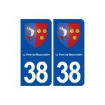 38 le pont de beauvoisin blason ville autocollant plaque stickers - couleur : droits - angles : droits ...