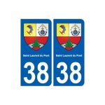 38 saint - laurent - du - pont blason ville autocollant plaque stickers - couleur : droits - angles : ...