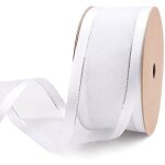 38mm pur ruban d'organza, bords de teinture blanche - 10 verges