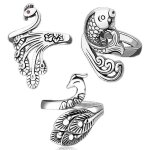 3pcs anneau de boucle de tricot rglable - bague a doigt ouvert de poisson rouge, porte - fil de doigt ...