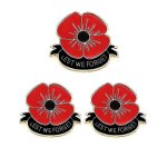 3pcs fleurs de pavot broches en email epinglettes pour le jour des anciens combattants jour du souvenir ...