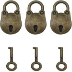 3pcs vintage antique style mini bear head archaize cadenas serrure a cl� avec cl�s (bronze)
