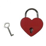 3x vintage antique style petit coeur de cadenas en forme avec cl�s - rouge