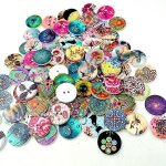 3x100pcs wooden 2 holes painted sewing buttons craft diy scrapbooking