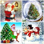 4 ensembles joyeux nol pre nol 5d full drill diamond painting broderie pour cross stitch kits diy ...