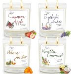 4 pcs bougies parfumes, cadeau femme, 200 heures de brlant, cire de soja naturelle pour bath, yoga, ...