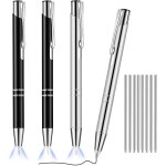 4 pices stylo pointu lumineux stylo a bille en mtal avec stylo lumineux a led illumin noir dans