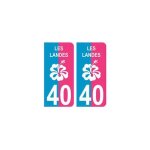 40 landes hibiscus bicolore bleu rose autocollant plaque - couleur : arrondis - angles : arrondis