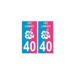 40 landes hibiscus bicolore bleu rose autocollant plaque - couleur : droits - angles : droits