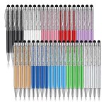 40pcs crystal ballpoint pen bulk shiny 2 in 1 slim crystal diamond screen stylus black ink ballpoin