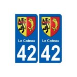42 le coteau blason ville autocollant plaque stickers - couleur : arrondis - angles : arrondis