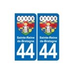 44 sainte - reine - de - bretagne blason ville autocollant plaque stickers - couleur : arrondis - angles ...