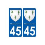 45 ch�teauneuf - sur - loire ville blason autocollant plaque - couleur : droits - angles : droits