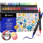 48 couleurs de feutres acryliques, 0. 5 - 5mm dual tip marker rsistant a l'eau avec des extrmits doubles ...