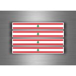 4x autocollant sticker voiture moto stripes drapeau tuning liban libanais
