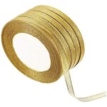 5 rouleaux de paillettes ruban d'or pour l'emballage de cadeaux, de mariage, d�coration de partie, la ...