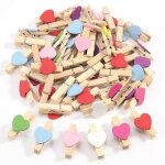 50pcs couleurs m�lang�es mini cheville en bois photo paper peg craft clips