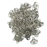 50pcs hollow lotus flower cut pendant charms jewelry making findings diy