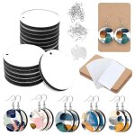 Sublimation vierge boucles d'oreilles bois rond breloque pour halloween no�l 50pi�ces