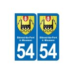 54 blnod - ls - pont - a - mousson blason autocollant plaque stickers ville - couleur : arrondis - ...