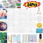 54pcs - b�ton en acrylique mandala, outils de pointage, roches, peinture, poterie, argile, tampon a ongles, ...