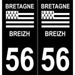 56 morbihan fond noir bretagne breizh sticker autocollant plaque immatriculation auto - couleur : droits ...