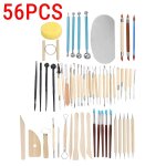 56pcs - ensemble d'outils en cramique pour sculpture en argile, kit de cire lissante, bricolage, poterie, ...
