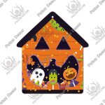 6. 3x5. 5 pouces - panneau mural en bois, petite maison, joyeux halloween, signe jack, lanternes suspendues ...
