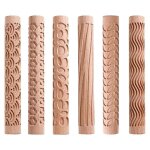 6 pcs argile modlisation motif rouleaux, texture rouleaux pour argile en bois poigne en bois outils ...