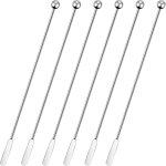 6 pcs cocktail paddle drink stirrers, agitateurs de caf en acier inoxydable boisson rutilisable swizzle ...