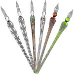 6 pi�ces fait a la main en verre dip stylo cristal verre signature stylo calligraphie stylo en verre ...