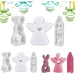 6 pices moule silicone bougie lapin de pques moule 3 formes diffrentes moule a bougie 3d moule en ...