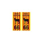 66 pays catalan burro fond drapeau autocollant plaque - couleur : arrondis - angles : arrondis