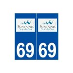 69 fontaines - sur - sa�ne logo autocollant plaque stickers ville - couleur : droits - angles : droits ...