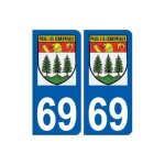 69 poule - les - echarmeaux logo autocollant plaque stickers ville - couleur : arrondis - angles : arrondis ...