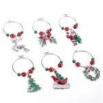 6pcs / set coupe anneau décorations marqueurs breloques noël party pendentif en verre (c) 6pcs / set coupe anneau décorations marqueurs breloques noël party pendentif en verre (c)