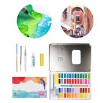 72 pices / ensemble aquarelle peinture dessin nacr 48 couleurs papeterie dbutants pour pinceau stylo ...