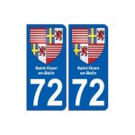 72 saint - ouen - en - belin blason autocollant plaque stickers ville - couleur : arrondis - angles : ...