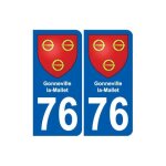 76 gonneville - la - mallet blason autocollant plaque stickers ville - couleur : arrondis - angles : ...