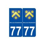 77 brou - sur - chantereine blason autocollant plaque stickers ville - couleur : arrondis - angles : ...