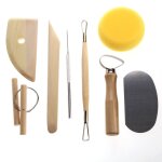 8 pices / ensemble argile cramique moulage bois couteau poterie acier inoxydable bois eponge cramique ...