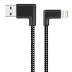 8 pin usb charging cable - 20cm, 2a, nylon weave, double elbow -