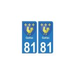 81 gaillac blason autocollant plaque stickers ville - couleur : droits - angles : droits